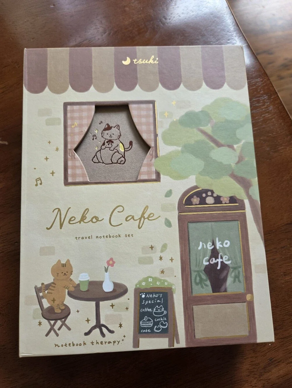 Notebook Therapy Travel Notebook Set - Tsuki Neko Cafe - Cute Cat Bullet Journal